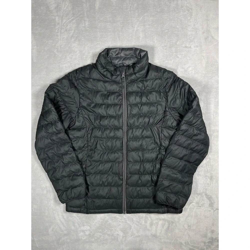 Uniqlo Puffer Jacket Kids 150 Gray Lightweight Packable Full Zip Quilted Coat